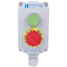 Kaseta sterownicza 2-otworowa zielony/przycisk bezpieczeństwa przez obrót 1Z 1R szara IP65 1x dławnica szara M20 ST22K24-1