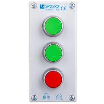 Kaseta sterownicza 3-otworowa 2xzielony/czerwony 2Z 1R IP65 1x dławnica M20 szara ST22K31-1