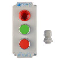 Kaseta sterownicza 3-otworowa z przyciskami zielony/czerwony + lampka sygnalizacyjna IP65 ST22K35-1