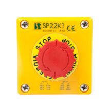 Kaseta z przyciskiem bezpieczeństwa przez obrót 1R IP65 żółta 1x dławnica M20 SP22K15-1