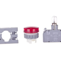 Lampka sygnalizacyjna 22mm czerwona 230V AC SP22-LC-230-BA9S.