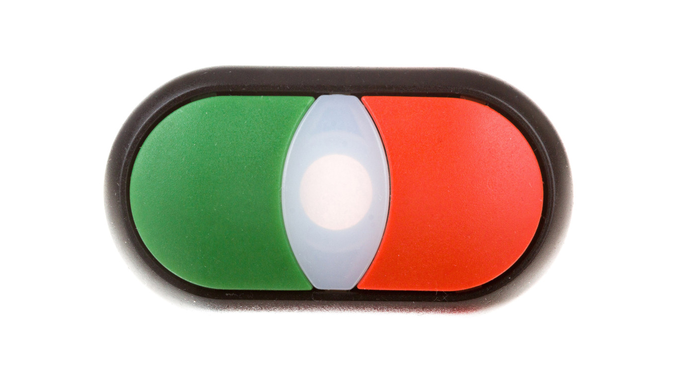 Napęd przycisku podwójny zielony/czerwony z podświetleniem z samopowrotem M22S-DDL-GR 216699