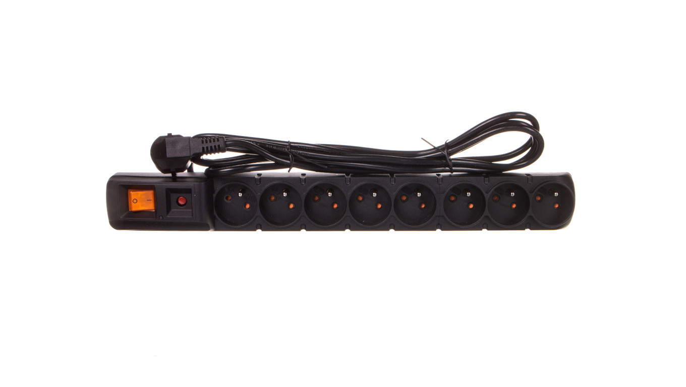 Przedłużacz przeciwprzepięciowy 8-gniazd z/u ACAR S8 FA RACK 19 3m czarny