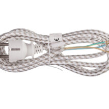 Przewód w oplocie do żelazka 3×0,75 2,4m bialo-szary S00003