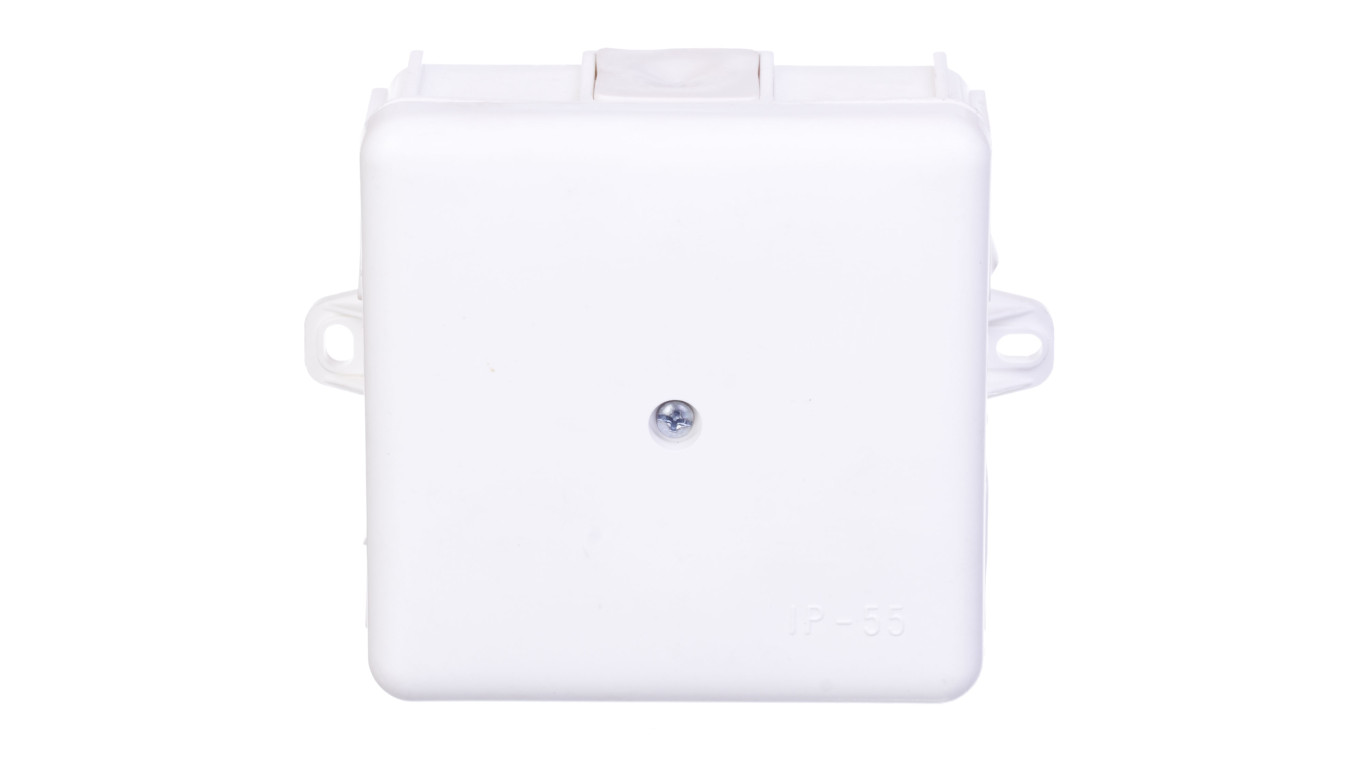 Puszka hermetyczna n/t 86x86x39mm z zaciskiem 5x2,5mm z uszami montaż. IP55 biała 0226-11