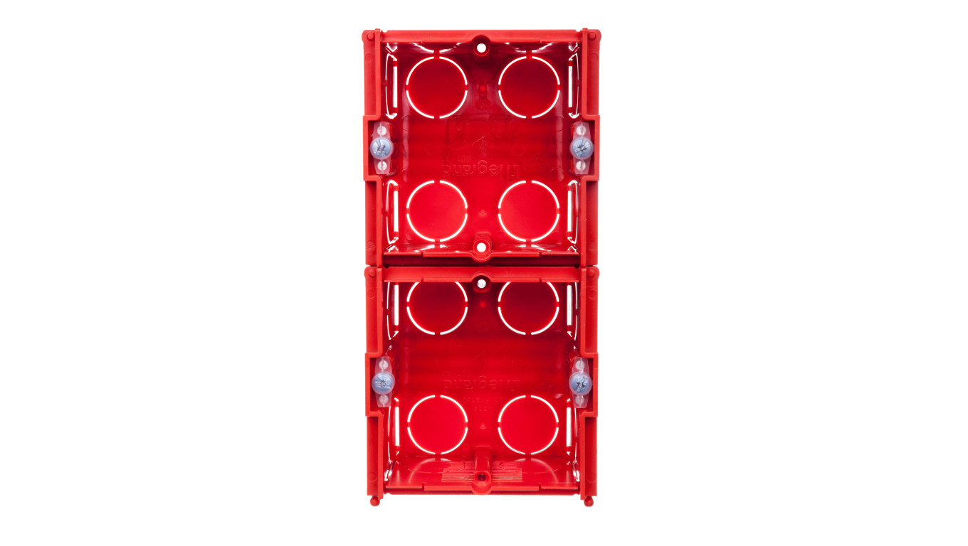 Puszka pojedyncza - ściany murowane 71x71x43mm czerwony 080141