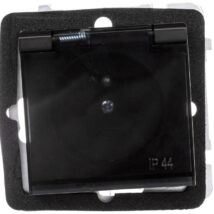 SONATA Gniazdo bryzgoszczelne z/u IP44 z przesłonami klapka przezroczysta czarny metalik GPH-1RZP/m/33/d