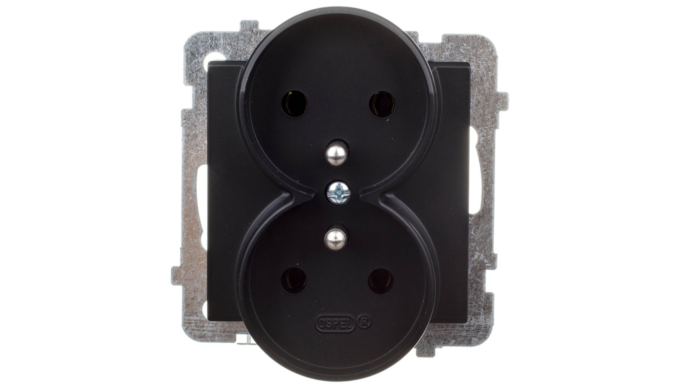 SONATA Gniazdo podwójne z/u czarny metalik GP-2RRZ/m/33