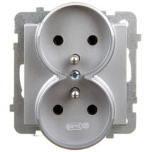 SONATA Gniazdo podwójne z/u srebro mat GP-2RRZ/m/38