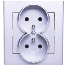 SONATA Gniazdo podwójne z/u srebro mat GP-2RZ/38