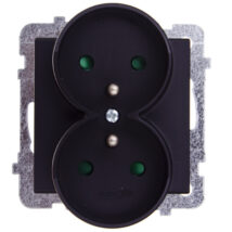 SONATA Gniazdo podwójne z/u z przesłonami czarny metalik GP-2RRZP/m/33