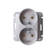 Sentia Gniazdo podwójne z/u 16A IP20 srebrne 1443-56