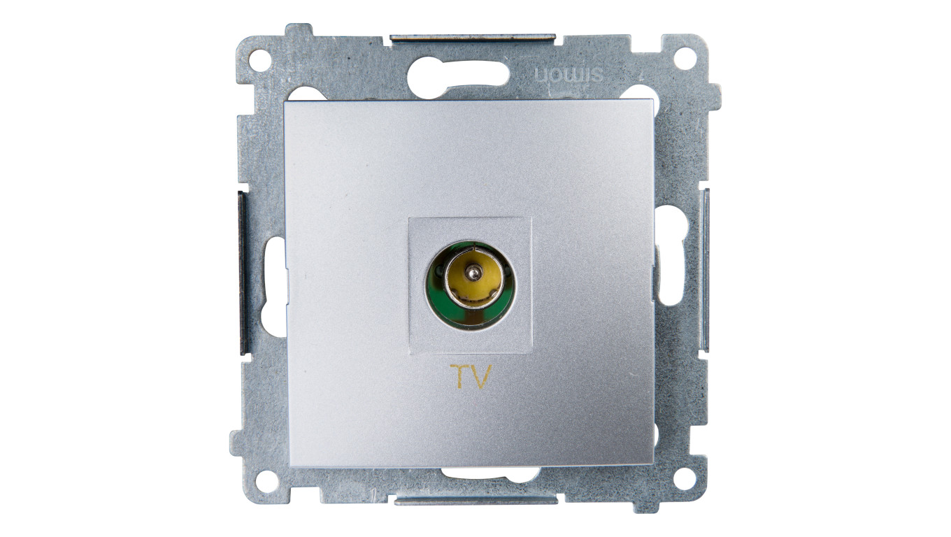 Simon 54 Gniazdo antenowe TV końcowe srebrny mat DAK1.01/43