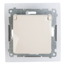 Simon 54 Gniazdo bryzgoszczelne z/u IP44 z przesłoną torów i klapką pełną kremowe DGZ1BZ.01/41