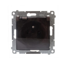 Simon 54 Gniazdo bryzgoszczelne z/u IP44 z przesłoną torów z klapką brąz mat DGZ1BZ.01/46A