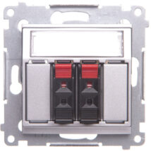 Simon 54 Gniazdo głośnikowe podwójne srebrny mat DGL32.01/43