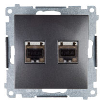 Simon 54 Gniazdo komputerowe podwójne 2xRJ45 kat.6 ekranowane z przesłoną antracyt D62E.01/48