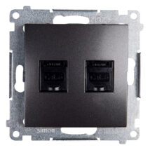 Simon 54 Gniazdo komputerowe podwójne 2xRJ45 kat.6 z przesłoną antracyt D62.01/48