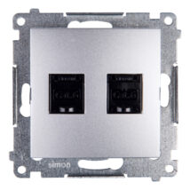 Simon 54 Gniazdo komputerowe podwójne 2xRJ45 kat.6 z przesłoną srebrny mat D62.01/43