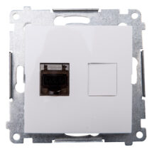 Simon 54 Gniazdo komputerowe pojedyncze RJ45 kat.6 ekranowane z przesłoną białe D61E.01/11