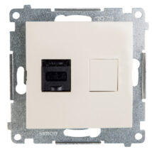 Simon 54 Gniazdo komputerowe pojedyncze RJ45 kat.6 z przesłoną kremowe D61.01/41