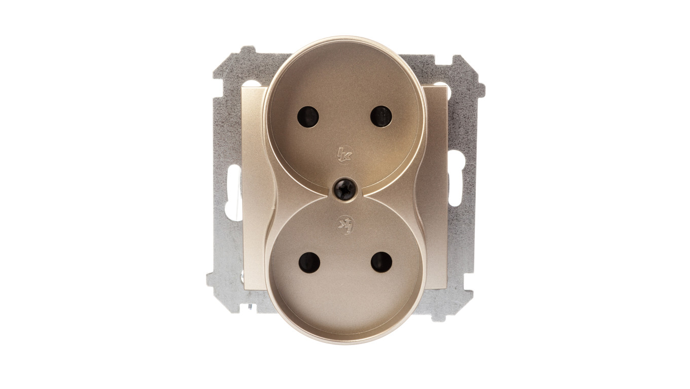 Simon 54 Gniazdo podwójne b/u 16A IP20 złoty mat DG2MZ.01/44