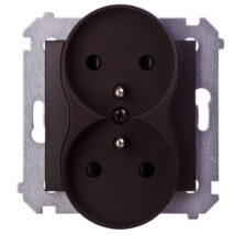 Simon 54 Gniazdo podwójne z/u 16A IP20 z przesłoną torów brąz mat DGZ2MZ.01/46