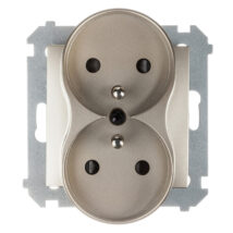 Simon 54 Gniazdo podwójne z/u 16A IP20 z przesłoną torów złoty mat DGZ2MZ.01/44