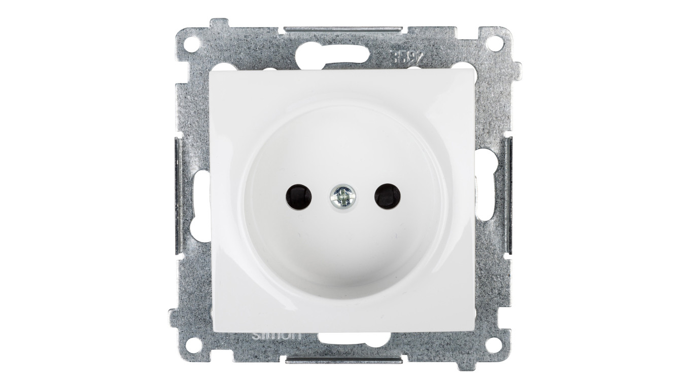 Simon 54 Gniazdo pojedyncze b/u 16A IP20 z przesłoną torów białe DG1Z.01/11
