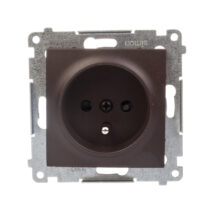 Simon 54 Gniazdo pojedyncze z/u 16A IP20 z przesłoną torów, szybkozłącza, brąz mat DGZ1CZ.01/46