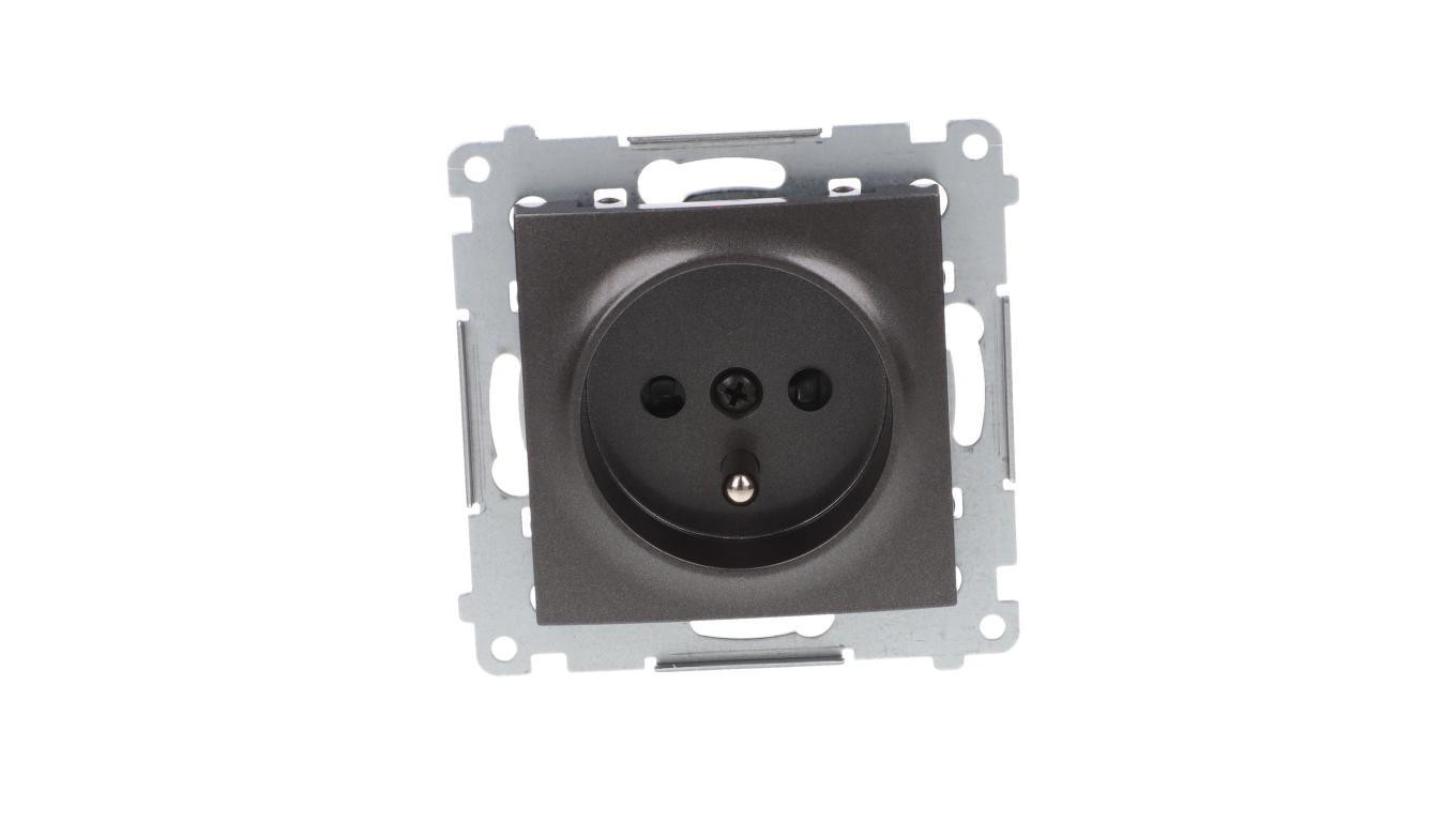 Simon 54 Gniazdo pojedyncze z/u 16A IP20 z przesłoną torów, szybkozłącza, antracyt DGZ1CZ.01/48