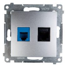 Simon 54 Gniazdo teleinformatyczne RJ45 kat.5e +RJ12 srebrny mat D5T.01/43