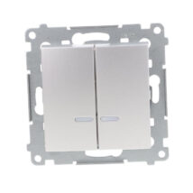 Simon 54 Łącznik bryzgoszczelny świecznikowy IP44 z podświetleniem, szybkozłącza, srebrny mat DW5BL.01/43