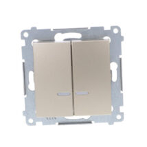 Simon 54 Łącznik bryzgoszczelny świecznikowy IP44 z podświetleniem, szybkozłącza, złoty mat DW5BL.01/44