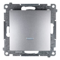 Simon 54 Łącznik jednobiegunowy z podświetleniem, szybkozłącza, srebrny mat DW1L.01/43