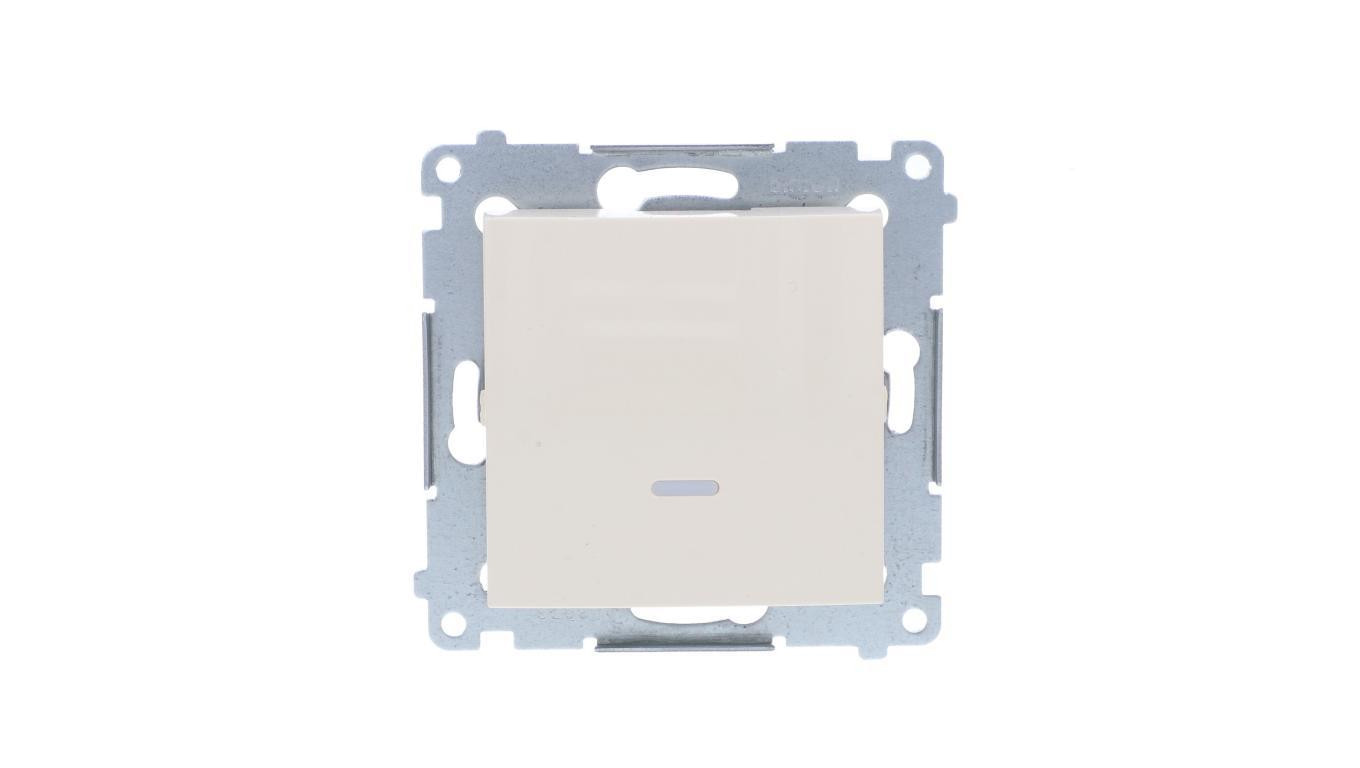Simon 54 Łącznik jednobiegunowy z podświetleniem, szybkozłącza, kremowy DW1L.01/41