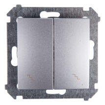 Simon 54 Łącznik schodowy podwójny z podświetleniem srebrny mat DW6/2L.01/43