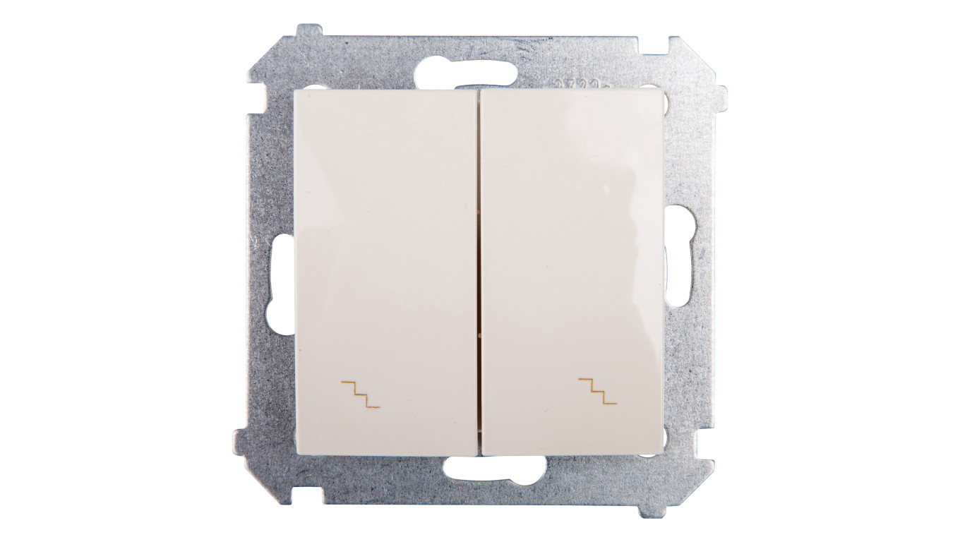 Simon 54 Łącznik schodowy podwójny z podświetlniem kremowy DW6/2L.01/41