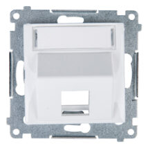Simon 54 Pokrywa gniazda teleinformatycznego pojedynczego RJ Keystone skośna z polem opisowym biała DKP1S.01/11
