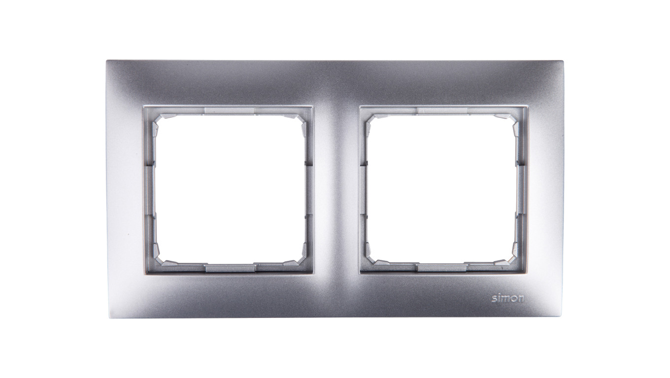 Simon 54 Premium Ramka podwójna srebrny mat /do karton-gips/ DRK2/43