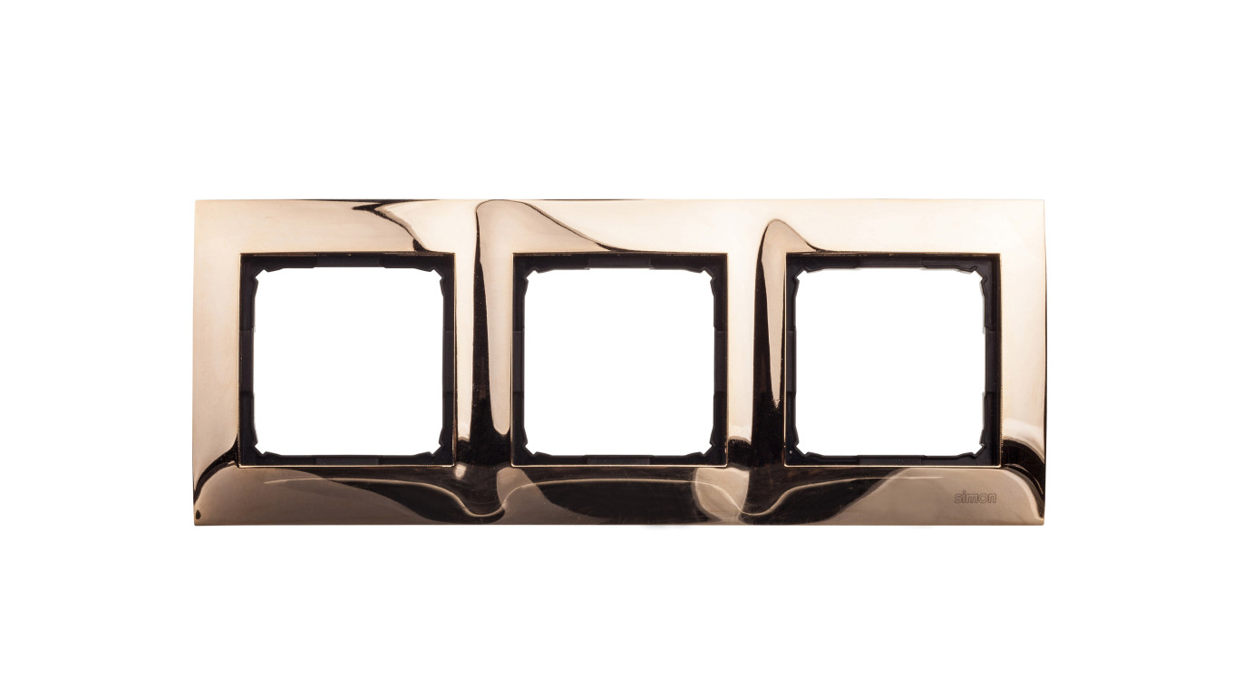 Simon 54 Premium Ramka potrójna metalowa złoto DR3/66
