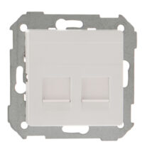 Simon 82 Pokrywa gniazda teleinformatycznego podwójnego 2xRJ płaska z adapterem i przesłoną biała 82006-30
