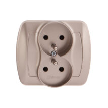 Simon Akord Gniazdo podwójne z/u 16A IP20 satyna metalizowana AGZ2/29