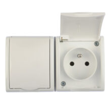 Simon Aquarius Gniazdo hermetyczne podwójne z/u IP54 z klapką pełną białe AQGZ1-2/11