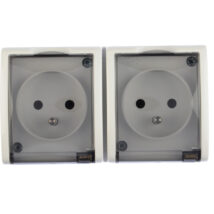 Simon Aquarius Gniazdo hermetyczne podwójne z/u IP54 z klapką transparentną białe AQGZ1-2/11a