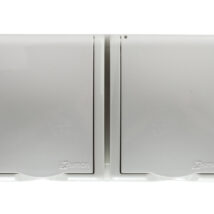 Simon Aquarius Gniazdo hermetyczne podwójne z/u IP54 z przesłoną torów i klapką pełną białe AQGZ1-2z/11