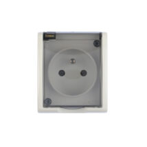 Simon Aquarius Gniazdo hermetyczne pojedyncze z/u IP54 z klapką transparentną białe AQGZ1/11a