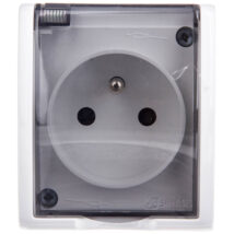 Simon Aquarius Gniazdo hermetyczne pojedyncze z/u IP54 z przesłoną torów i klapką dymną białe AQGZ1z/11a