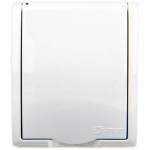 Simon Aquarius Gniazdo hermetyczne pojedyncze z/u IP54 z przesłoną torów i klapką pełną białe AQGZ1z/11