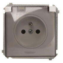 Simon Basic Gniazdo bryzgoszczelne z/u IP44 z klapką dymną białe BMGZ1B.01/11a